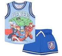 Marvel Avengers, Spider-Man - Completo da basket e pantaloncini coordinati, 2 pezzi, costume sportivo da supereroe per bambini, Azzurro/Blu, 7