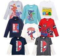 Marvel Avengers Spider-Man - Maglietta Bambino Manica Lunga in Cotone | T-Shirt Supereroi Originale - Abbigliamento Ragazzi Scuola & Tempo Libero [1151 Bianco - 8 Anni]