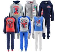 Marvel Avengers Spider-Man - Tuta Bambino Felpa Girocollo o con Cappuccio e Pantalone - Misto Cotone - Casual Sportiva Comoda - Abbigliamento Invernale [10023 Blu Navy Girocollo SpdMn - 4 anni]