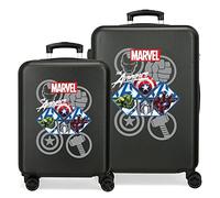 Marvel Avengers The Avengers Heroes Set di valigie nere 55/65 cm ABS rigido con combinazione laterale 90L 7,54 kg 4 doppie ruote Bagaglio a mano