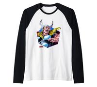 Marvel Avengers The Mighty Thor Odinson Retro Comic Portrait Maglia con Maniche Raglan