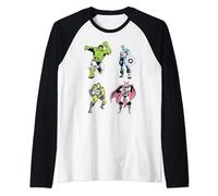 Marvel Avengers Vintage Character Pose Color Pop Raglan Baseball Tee