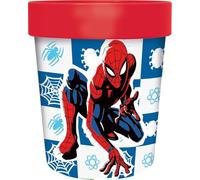Marvel Bicchiere rosso per bambini in plastica Spiderman Uomo Ragno 260 ml con base antiscivolo
