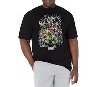 Marvel Big & Tall Classic Heroes Unit Men's Tops Short Sleeve Tee Shirt, Black, 4X-Large