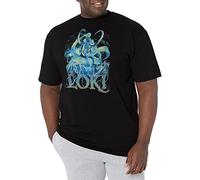 Marvel Big & Tall Classic Loki Lighning Men's Tops Short Sleeve Tee Shirt, Black, 3X-Large