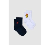 MARVEL, Bipack Calze Tennis Bianche E Blu In Puro Cotone Da Bambino Avengers, Multicolor, Taglia: 34/36