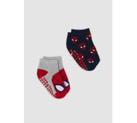 MARVEL, Bipack Di Calze Antiscivolo Blu Cotone Organico Elasticizzato Marvel Spider-man, Bambino, Multicolor, Taglia: 31/33