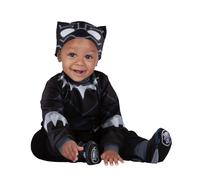 Marvel Black Panther Official Infant Deluxe Costume - Printed Jumpsuit with Booties and Mask Cap (6-12M)