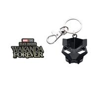 Marvel Black Panther WAKANDA FOREVER PIN E Portachiavi Con Maschera 3D