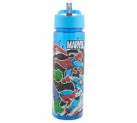 Marvel Borraccia Avengers con cannuccia, riutilizzabile, per bambini, 600 ml, in polipropilene, colore blu, prodotto ufficiale di Polar Gear, senza BPA e in plastica riciclabile, per scuola, asilo