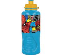 Marvel - Borraccia Azzurra Per Bambini In Plastica Spiderman Uomo Ragno 400 Ml Con Chiusura Antigoccia E Banda Antiscivolo - SPEDIZIONE GRATUITA