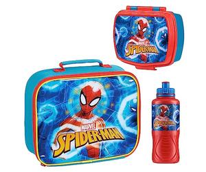 Marvel Borsa Termica Porta Pranzo per Bambini - Set Spiderman Avengers per Scuola con Lunch Box Borsa Termica Bambini e Borraccia Bimbo Gadget Regalo (Spiderman)
