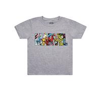 Marvel Logo Characters T-Shirt, Grey (Sport Grey), 7-8 Anni Boy's