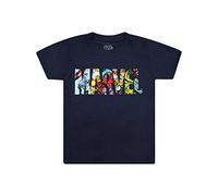Marvel Boy's Logo Characters T-Shirt, Navy, 12-13 Years
