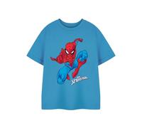 Marvel Boys Spiderman Jump Maglietta a Maniche Corte Blu | T-Shirt Grafica per Bambini | Salta Il Design dell'uomo Ragno | Abbigliamento Ufficiale Comics | Top in Cotone Leggero per Bambini
