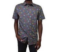 Marvel Button Down Shirt Camicia, Partito Deadpool Carbone, M Uomo