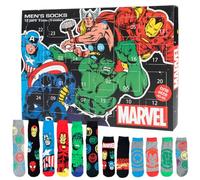 Marvel Calendario dell'Avvento con 12 paia di calzini, taglia 40-45, da uomo, con sneakers e calzini lunghi