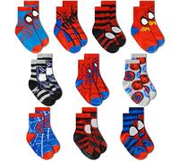 Marvel Calzini con impugnatura Spiderman, calzini per bambini, confezione da 10 pezzi, confezione da 10 paia, Stampe Spidey, 4-5 anni