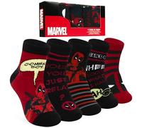 Marvel Calzini Corti Uomo EU 40-45, Morbido Caldo e Traspirante Cotone Calze Uomo, Pacco da 5, Idea Regalo Accogliente (Nero/Rosso Deadpool)