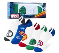 Marvel Calzini Invisibili Ragazzo, Morbido Traspirante Calze Bambino - Pacco da 5(Bianco/Multicolore, 30-35)