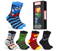 Marvel Calzini Uomo EU 40-45, Pacco da 5 Calze Uomo Supereroi, Morbido e Traspirante Calze Uomo, Idea Regalo Accogliente (40-45 EU, Blu Multi)