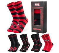 Marvel Calzini Uomo EU 40-45, Pacco da 5 Calze Uomo Supereroi, Morbido e Traspirante Calze Uomo, Idea Regalo Accogliente (40-45 EU, Rosso/Nero)
