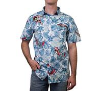 Marvel Camicia da Uomo con Bottoni, Bianco Retro Paradise, M