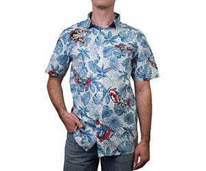 Marvel Camicia da Uomo con Bottoni, Bianco Retro Paradise, M