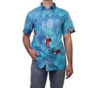Marvel Camicia da Uomo con Bottoni, Blu/Aqua cap Island, L