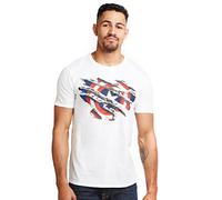 Marvel Capitan America Torn T-Camicia, Bianco, L Uomo