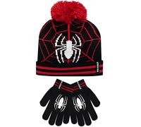 Marvel Cappello Sciarpa Guanti Invernale Set per Bambini Spiderman Nero Taglia unica