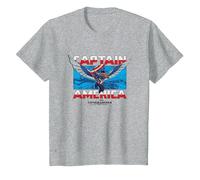 Marvel Captain America: Brave New World Sam Wilson Epic Shot Maglietta, Bambini, Grigio Melange, 4 Anni