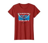 Marvel Captain America: Brave New World Sam Wilson Epic Shot Maglietta, Donna, Mirtillo Rosso, 3XL