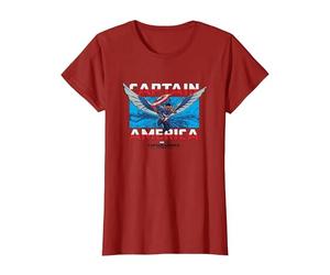Marvel Captain America: Brave New World Sam Wilson Epic Shot Maglietta, Donna, Mirtillo Rosso, 3XL