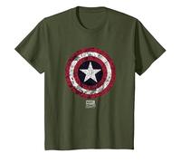 Marvel Captain America Comic Shield White Maglietta, Bambini, Oliva, 8 Anni