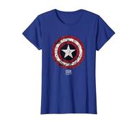 Marvel Captain America Comic Shield White Maglietta, Donna, Blu Reale, S