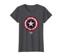 Marvel Captain America Comic Shield White Maglietta, Donna, Grigio Scuro, S