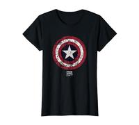 Marvel Captain America Comic Shield White Maglietta, Donna, Nero, XL
