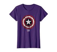 Marvel Captain America Comic Shield White Maglietta, Donna, Viola, XL