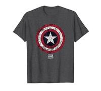 Marvel Captain America Comic Shield White Maglietta, Uomo, Grigio Scuro, 5XL