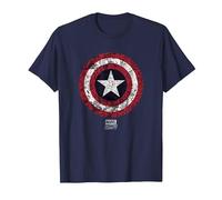 Marvel Captain America Comic Shield White Maglietta, Uomo, Navy, 6XL