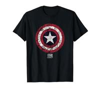 Marvel Captain America Comic Shield White Maglietta, Uomo, Nero, S