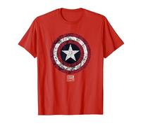 Marvel Captain America Comic Shield White Maglietta, Uomo, Rosso, S