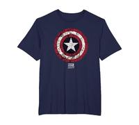 Marvel Captain America Comic Shield White Maglietta, Uomo Taglie Grandi, Navy, 3X Tall