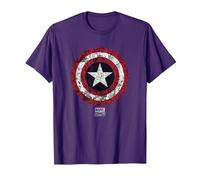 Marvel Captain America Comic Shield White Maglietta, Uomo, Viola, S
