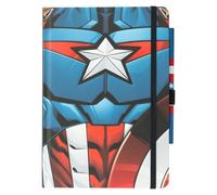 Grupo Erik: Quaderno Marvel Capitan America | Quaderno A5 con copertina rigida, penna personalizzata e tasca espandibile, 180 pagine 100 g/m², Captain America Gadget