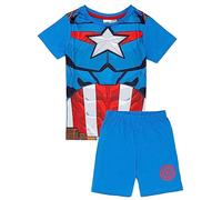 Marvel Captain America Set Pigiama per Ragazzi | T-Shirt e Pantaloncini di Captain America per Bambini Pjs | Mighty Blue Suit Design | Merce Ufficiale Regalo Perfetto per Piccoli Supereroi