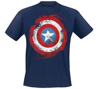 Marvel Captain America Shield, T-Shirt Uomo, Blu, Small