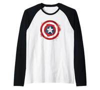 Marvel Captain America Spray Paint Shield Logo First Avenger Maglia con Maniche Raglan