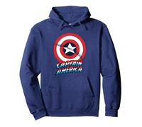 Marvel Captain America with Shield Felpa con Cappuccio, Unisex per Adulti, Navy, S